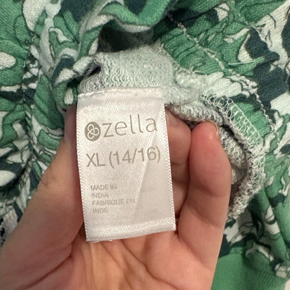 NWT Zella Green white print hoodie with drawstring waist XL (14/16) - Picture 3 of 6